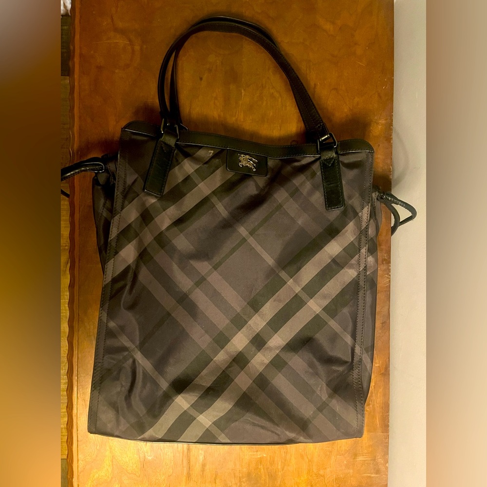 Burberry Nova Nylon and Leather Check Buckleigh Tote Bag